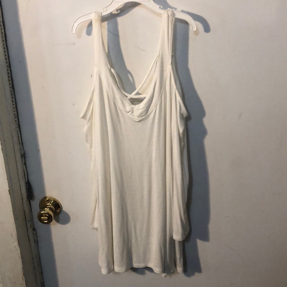 White open shoulder bell sleeve top